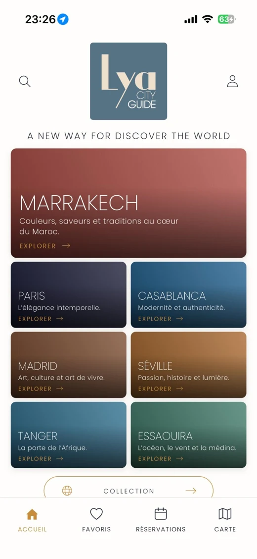 Écran provisoire de la collection LYA City Guide